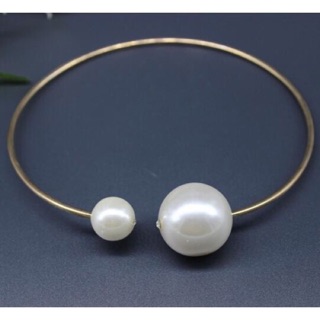 Pearl with gold circle สร้อยคอมุกวงกลม สไตล์เกาหลี