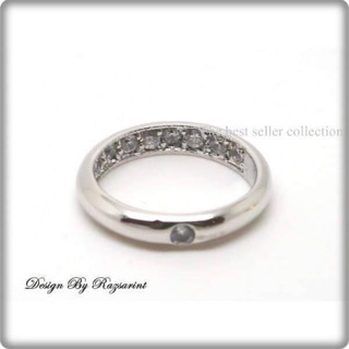 💍แหวนงานหุ้มทองคำขาวหนา 5 ไมครอนมีเพชรCZ เรียงด้านใน