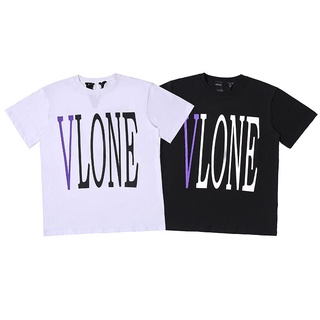 เสื้อยืดแขนสั้นลําลอง ผ้าฝ้าย พิมพ์ลาย Big V Print Vlone ขนาดใหญ่ เหมาะกับฤดูร้อน สไตล์คลาสสิก สําหรับผู้ชาย และผู้หญิง