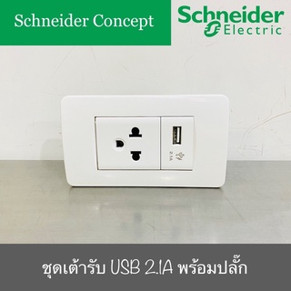 Schneider Concept ชุดเต้ารับ USB 2.1A 1 ช่อง พร้อมปลั๊กมีกราวด์