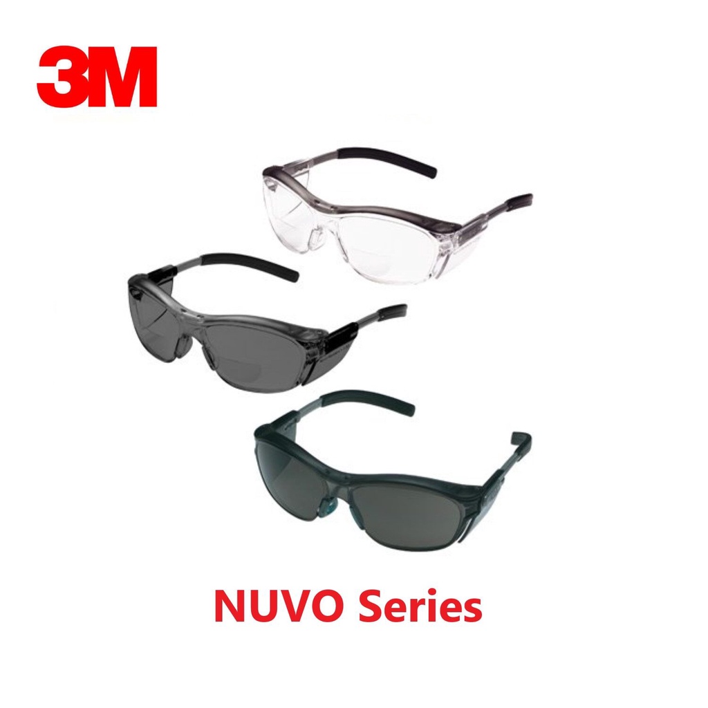 3M แว่นตา NUVO 11411 เลนส์โพลีคาร์โบเนต เพิ่มกรอบกันลม กัน UV99% 9KoB