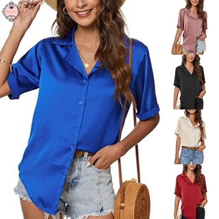 Womens Shirts Short Sleeves Comfortable Breathable Tops Office Business Fashion Fashionable Simple Fashion