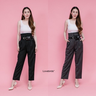 High waist pants with belt pocket