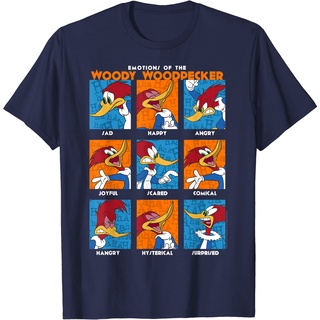 เสื้อยืดผ้าฝ้ายพรีเมี่ยม เสื้อยืด พิมพ์ลายโปสเตอร์ Woodpecker Emotions สไตล์วินเทจ