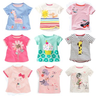 ฤดูร้อนบางเสื้อยืดสำหรับเด็กหญิงผ้าฝ้ายเสื้อยืดแขนสั้นรูปแบบการ์ตูน