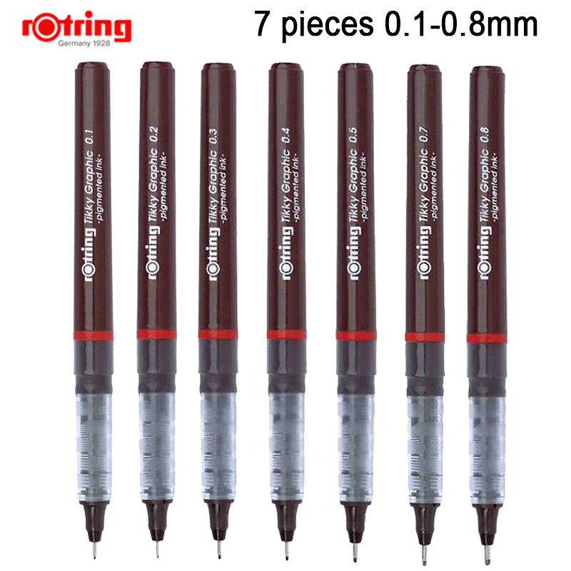 ปากกาหมึกสีดําออกแบบวาดภาพกราฟฟิค Rotring Tikky