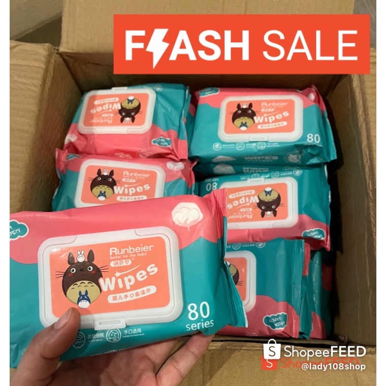 Boqi Factory ทิชชู่เปียกเด็ก ทิชชู่เปียกทำความสะอาดพร้อมส่งราคาถูก 12x16cm 80 แผ่นBaby Wipes