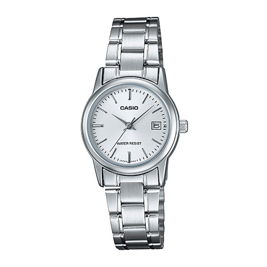 Casio Standard นาฬิกาข้อมือผู้หญิง สายสแตนเลส รุ่น LTP-V002,LTP-V002D,LTP-V002D-7A,LTP-V002D-7AUDF - สีเงิน