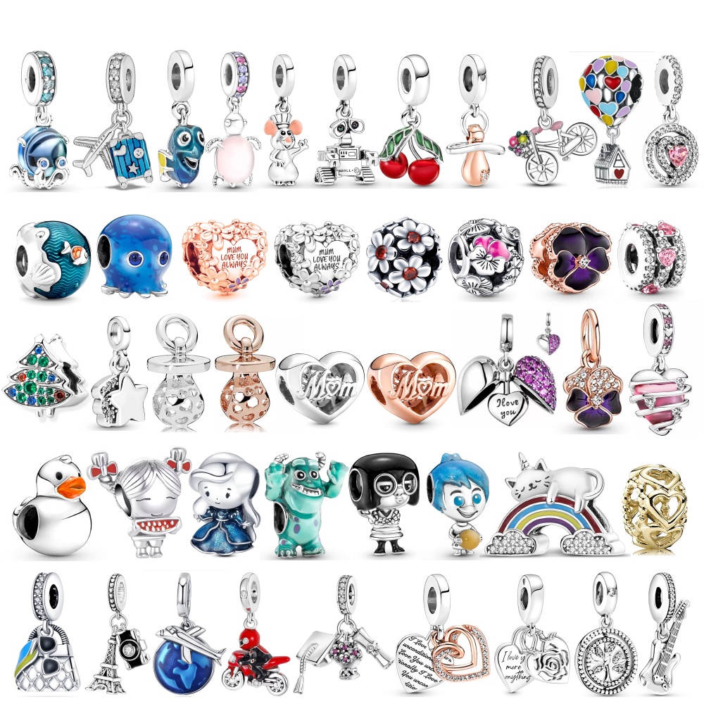 Dinglly Ocean การ์ตูนลูกปัด Pacifier ปลาหมึกและหุ่นยนต์ Charm Fit DIY จักรยานเคร