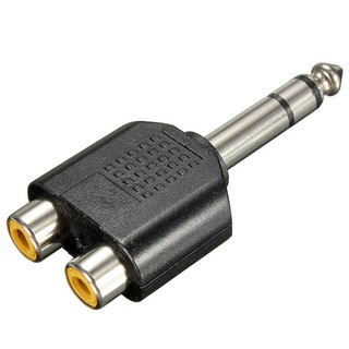 6.35mm 1/4" Male Stereo To 2 Dual RCA Female Y Splitter Audio Adapter