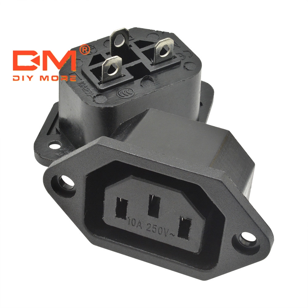 DIYMORE AC 250V 10A ตัวเมีย เชื่อมต่อ ปลั๊กไฟอะแดปเตอร์ซ็อกเก็ตสายไฟ IEC 320 C13