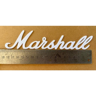 โลโก้ติดลำโพง marshall สีขาว ยาว 19 cm