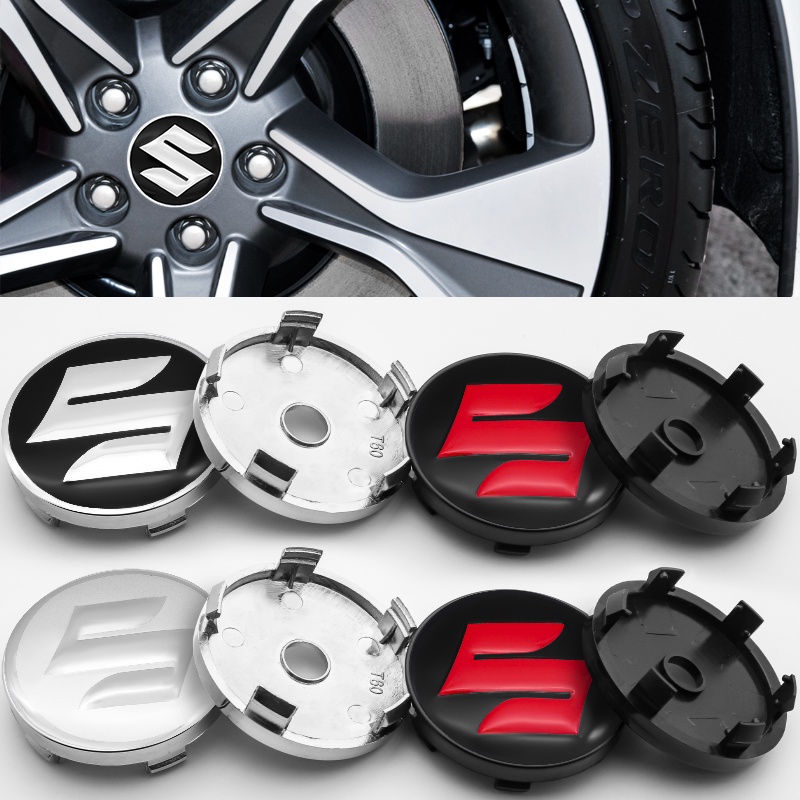 Suzuki 4 ชิ้น 60 มิลลิเมตรฝาครอบล้อกลางรถยางศูนย์三维โลโก้สติ๊กเกอร์ตกแต่งสําหรับ Suzuki Kizashi JIMNY Swift-sport Alto Grand-Vitara Splash S-CROSS ACROSS