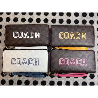 แท้💯% 🎀 COACH CB856 กระเป๋าสตางค์ผู้หญิงใหม่กระเป๋าสตางค์ยาวกระเป๋าสตางค์หนังซิปกระเป๋าสตางค์กระเป๋าคลัทช์กระเป๋าคล้องกระเป๋าใส่เหรียญ