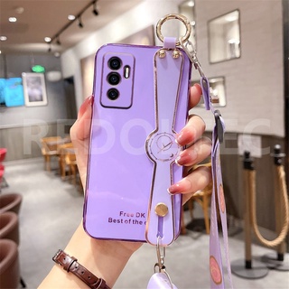 เคส VIVO V23e 5G / V23e 4G 6D สายรัดข้อมือเคสโทรศัพท์พร้อมสายคล้องไหล่แบบยาวกระเป๋าสะพายข้างพร้อมตัวป้องกันกล้อง