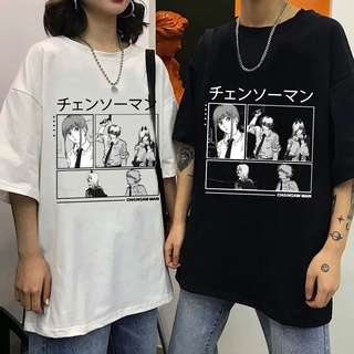 เสื้อผ้าผชเสื้อยืดลําลอง แขนสั้น พิมพ์ลายอนิเมะ Power Makima Denji น่ารัก ใส่สบาย สําหรับผู้ชาย และผู้หญิงS-5XL