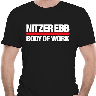 Tee เสื้อแฟชั่นผญ2022 อื่นๆ เสื้อยืดวินเทจ - เสื้อยืดสีดํา Nitzer Ebb Mens เสื้อโอเวอร์ไซ เสื้อสีขาว