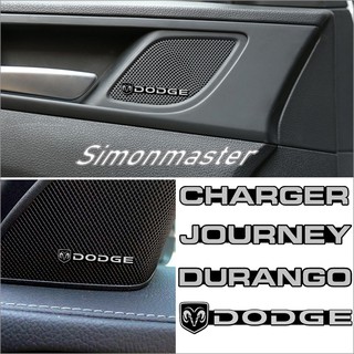 สติกเกอร์อลูมิเนียม รูปตราสัญลักษณ์ Dodge Journey Charger Durango RAM สําหรับตกแต่งภายในรถยนต์ จํานวน 4 ชิ้น ต่อชุด