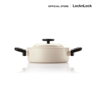 LocknLock หม้อสองหูสีขาวพร้อมฝา Decore Low Casserole 20 cm. รุ่น LDE1207IH