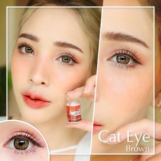 💟 Lovely lens ๑ Cat eye สายตา -00 ถึง -1000 brown gray Contactlens  บิ๊กอาย คอนแทคเลนส์ ราคาถูก ฟรีตลับ