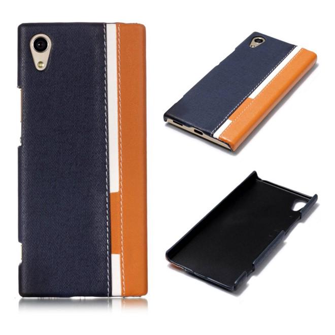 เคสหนัง Xperia XA1 Two Tone Classic Shell สีน้ำเงิน