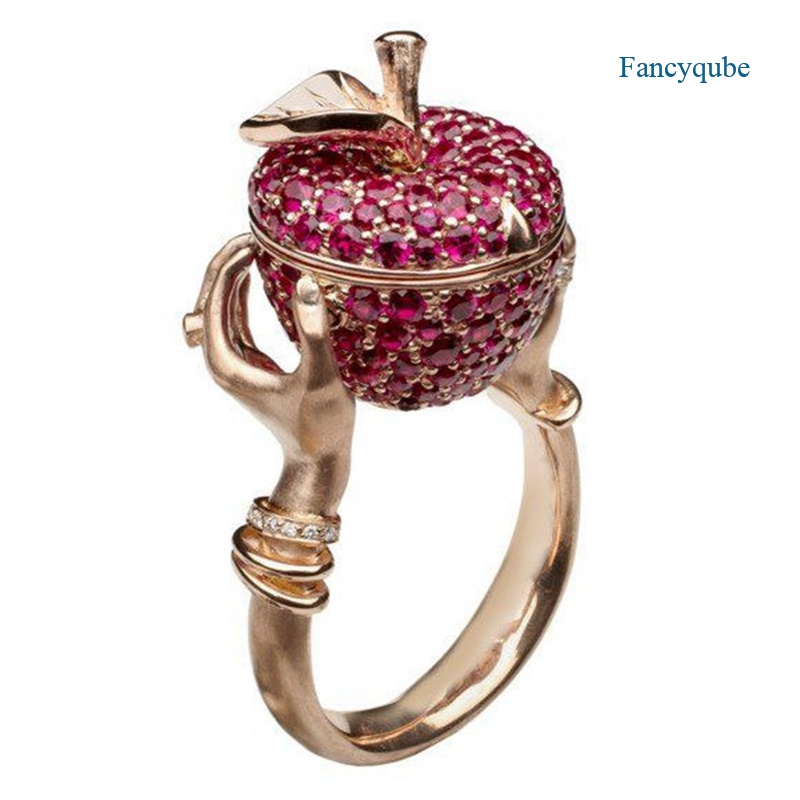 Fancyqube แหวนคริสตัลสีชมพูสไตล์พังก์ฮิปฮอปสําหรับผู้ชายผู้หญิง
