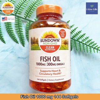 65% OFF ราคา Sale!!! EXP: 07/2023 Sundown Naturals, Fish Oil 1,000 mg 144 Softgels บำรุงสมองและหัวใจ น้ำมันปลา