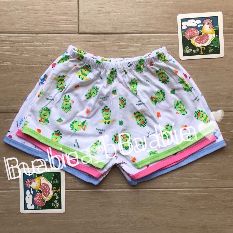 กางเกงขาสั้นเด็ก แรกเกิด ถึง 2 ขวบ พื้นขาวพิมพ์ลายการ์ตูน มี 4 ไซส์ S M L XL คอตตอน
