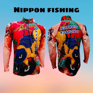 JK Thailand เสื้อตกปลา Nippon Fishing ป้องกันรังสี UV 80% แห้งเร็ว สีเขียว