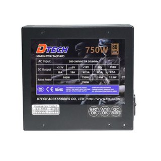 Dtech รุ่น PW071A power supply 750Wเเท้ -supply 80 plus