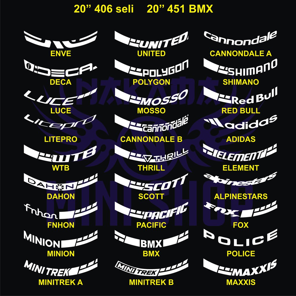 สติ๊กเกอร์ตัดขอบจักรยาน20นิ้ว2ซม