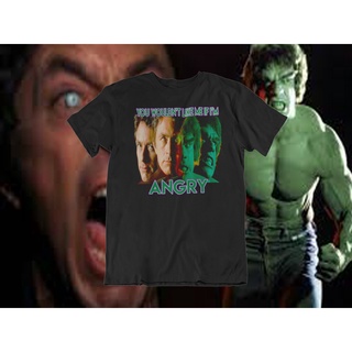 เสื้อยืดโอเวอร์ไซส์เสื้อยืด พิมพ์ลาย The Incredible Hulk สไตล์คลาสสิก TV Show Bill Bixby Dont make me AngryS-3XL