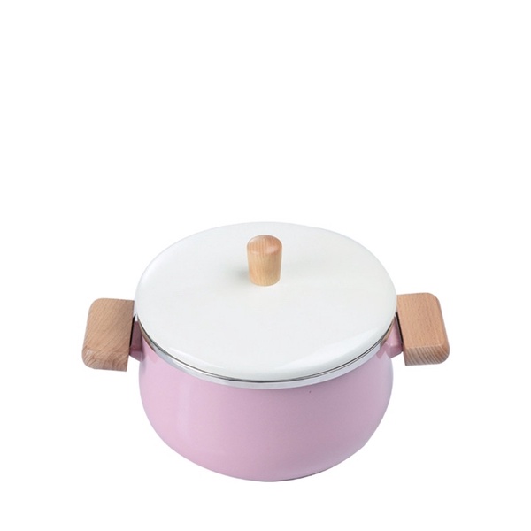 CUIZIMATE หม้อหูจับพร้อมฝา รุ่น Enamel สีชมพู ขนาด 20 ซม.