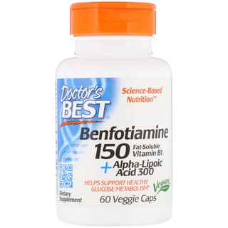 Doctors Best, Benfotiamine 150 + Alpha-Lipoic Acid 300 with BenfoPure, 60 Veggie Caps