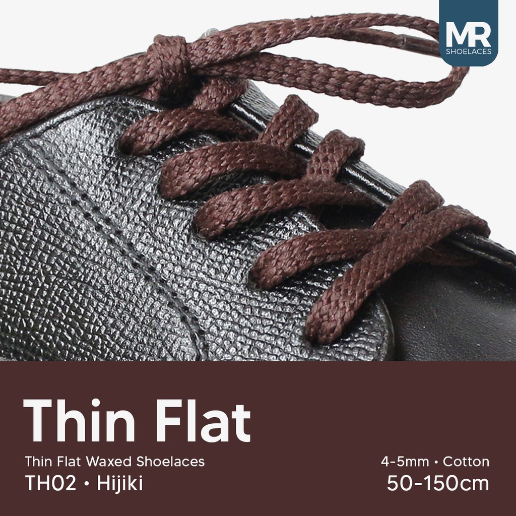Lilin Mr Shoelaces TH02 Hijiki (สีน้ําตาลเข้ม) เชือกผูกรองเท้าแว็กซ์แบนบาง 3-4mm (Waxed Laces) 50cm 80cm 120cm 150cm สีน้ําตาล