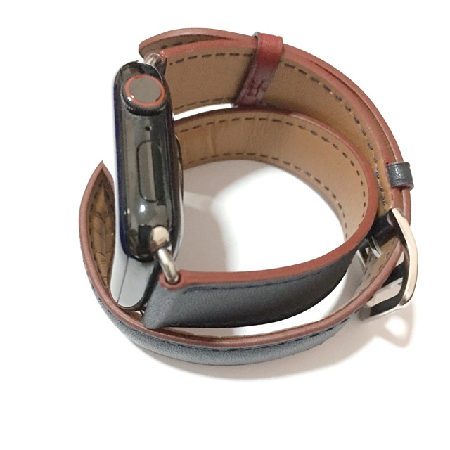 สาย หนัง แท้ สำหรับ สายหนัง นาฬิกา Apple Watch (40 mm) ตะขอเงิน - สายนาฬิกา Double Tour Leather Band Replacement