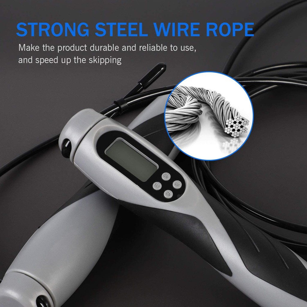 Skipping Rope, Digital Weighted Handle Adjustable Jumping Rope with ...
