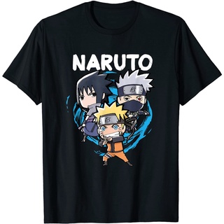 ผ้าฝ้ายคอกลมเสื้อยืด พิมพ์ลาย Naruto Shippuden Chibi Group สไตล์วินเทจย้อนยุค สําหรับผู้ชาย และผู้หญิงfrom S-4XL