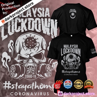 คอตต้อนคอกลมStayathome LockDoWN C0v1D-19 เสื้อยืด ลาย DarkProject สําหรับผู้ชาย และผู้หญิงS-5XL