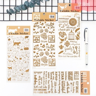 1pc Tirado Creative Flashing Hot Stamping Cat Sticker DIY Handbook Daily Life Study Sticker