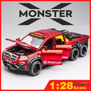 Klt โมเดลรถบรรทุกเบนซ์ 1:28 Mercedes Class X MONSTER 6X6 ของเล่นสําหรับเด็ก