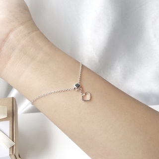 𓂃⟡ myjew.k ข้อมือเงินแท้ : เครื่องประดับเงินแท้ กำไรข้อมือ Box heart bracelet