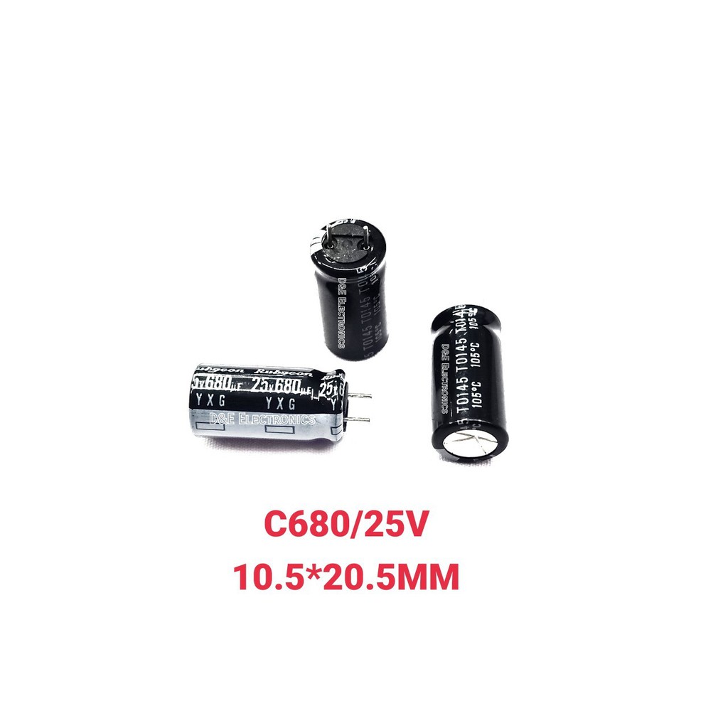 C Capacitor 680uF25V Electrolite (10 ตัว) (เลือกขนาดได้)  ตัวเก็บประจุ อิเล็กโทรไลต์ คาปาซิเตอร์ *!SALES!* - รูปที่ 3