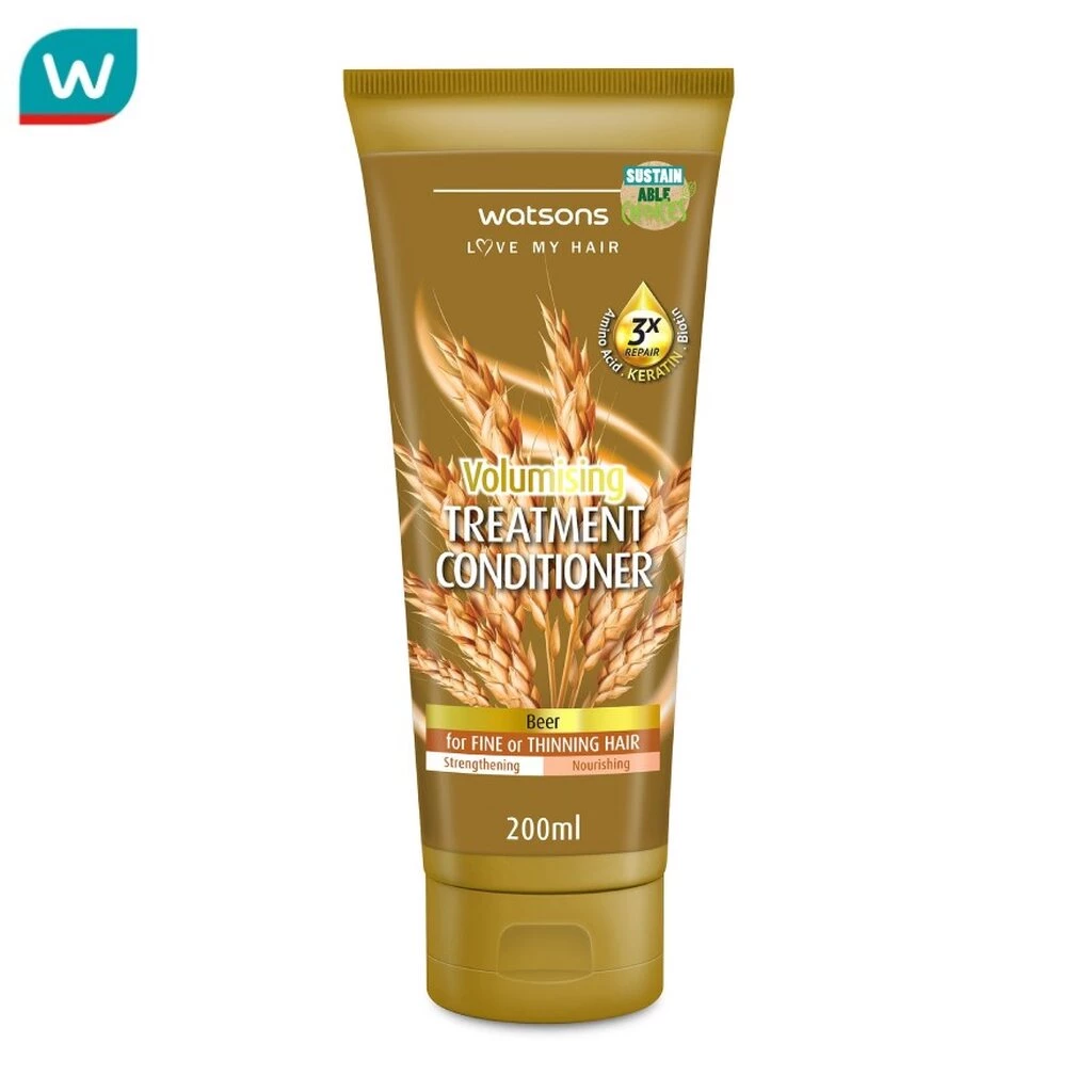 Watsons วัตสัน ทรีทเมนท์ คอนดิชันเนอร์ เบียร์ ฟอร์ ฟายน์ ออร์ ทินนิ่ง แฮร์ 200มล.