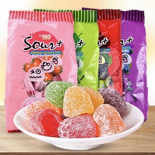 🥹😱🫠 🍏🍇🍋🍊🍓 Lot 100 sour+ Gummy เยลลี่เคี้ยวหนึบหนับ(ห่อเล็ก 100g) ลูกอมเปรี๊ยววววเปรี้ยวในตำนาน 🍏🍇🍋🍊🍓