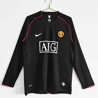 เสื้อกีฬาแขนยาว ลายทีมชาติฟุตบอล Manchester United 2007/08 ชุดเยือน คุณภาพสูง AAA