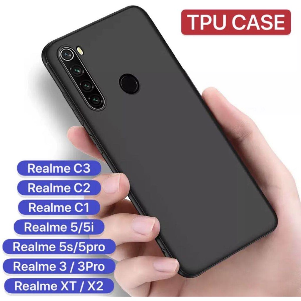 [ส่งจากไทย] เคสโทรศัพท์ซิลิโคนสีดำ For Case Realme C3 3Pro Realme5 5Pro Realme 6Pro C1 C2 X2 XT