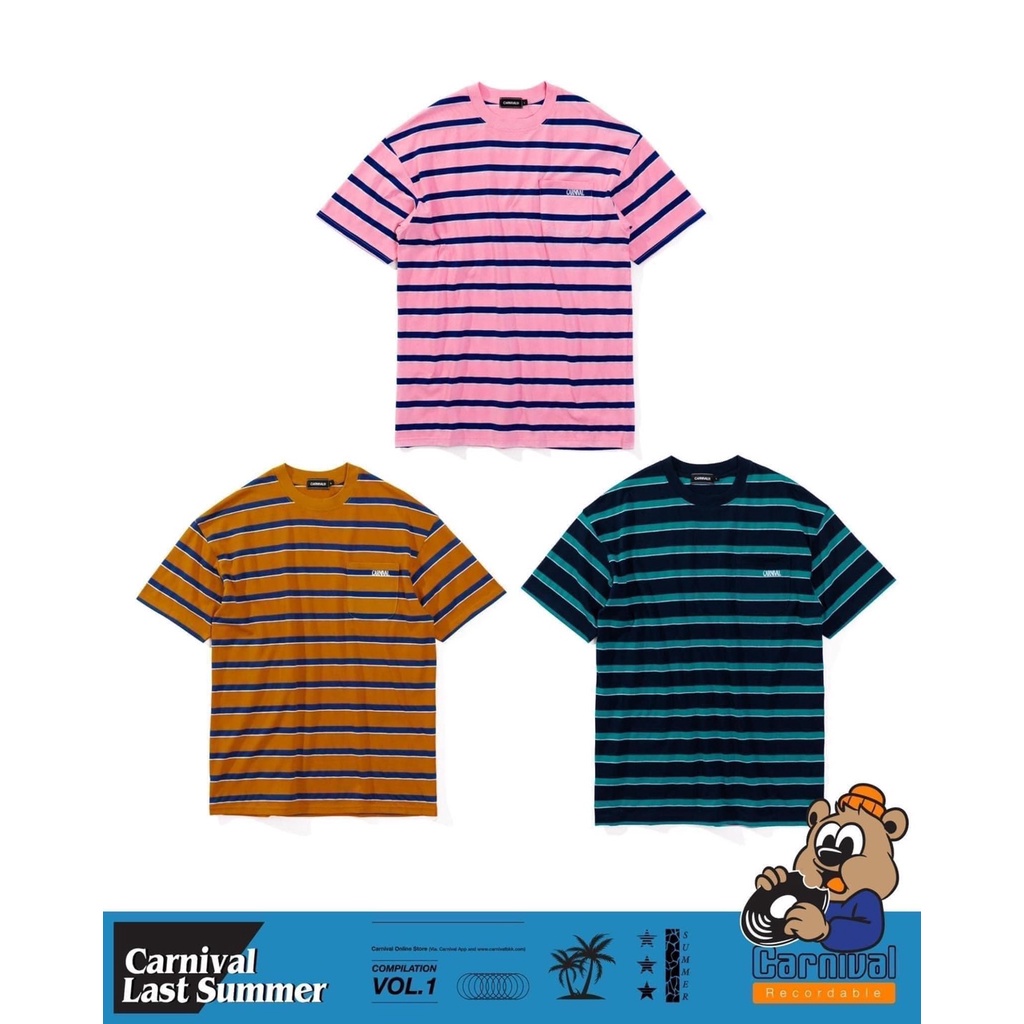 เสื้อยืดคอกลม Carnival SS21 Stripe ชมพู