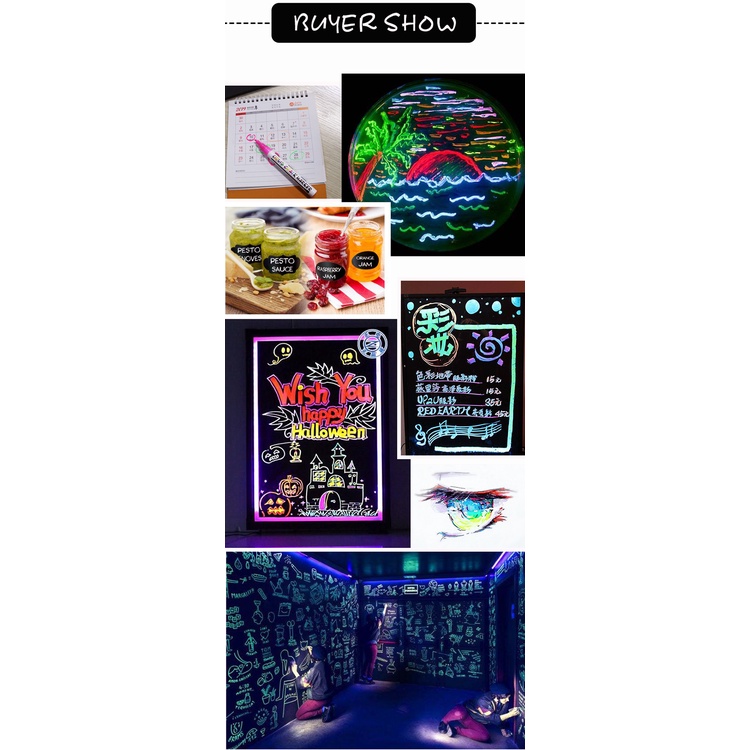 Jumbo Liquid Chalk Markers 8 Colors 15mm Fluorescent Chalk Pen for LED ...