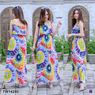 Set 2 ชิ้น #สาวอวบ เสื้อสายเดี่ยวลายมัดย้อม TW14280